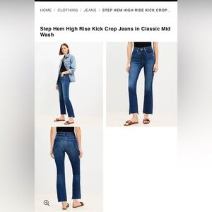 Curvy Step Hem High Rise Kick Crop Jeans In Classic Mid Wash